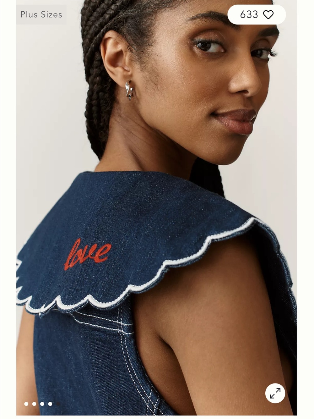 Anthropologie Pilcro Scalloped Denim Buttondown Love Dress Large NWT Nautical - Picture 5 of 15